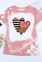 Load image into Gallery viewer, Love Always Heart Leopard Bleached Graphic T Shirt