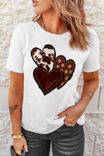 Load image into Gallery viewer, Leopard Heart Shaped Print Crew Neck Casual Graphic Tee