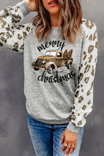 Load image into Gallery viewer, Grey Raglan Sleeve Cheetah Print Sleeve Long Sleeve Shirt