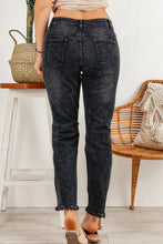 Load image into Gallery viewer, Light Blue Raw Hem Straight Leg Distressed Jeans for Women