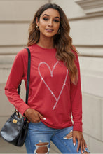 Load image into Gallery viewer, Rhinestone Heart Shaped Graphic Sweatshirt