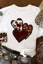 Load image into Gallery viewer, Leopard Heart Shaped Print Crew Neck Casual Graphic Tee