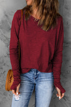 Load image into Gallery viewer, Solid Casual Thumbhole Long Sleeve Top
