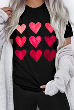 Load image into Gallery viewer, Glitter Heart Print Casual Graphic Tee