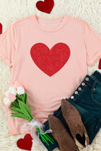 Load image into Gallery viewer, Glitter Heart Print Casual Graphic Tee