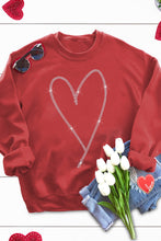 Load image into Gallery viewer, Rhinestone Heart Shaped Graphic Sweatshirt
