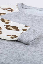 Load image into Gallery viewer, Grey Raglan Sleeve Cheetah Print Sleeve Long Sleeve Shirt
