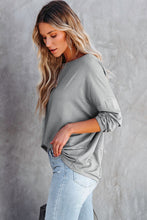 Load image into Gallery viewer, Grey Casual Loose Fit Batwing Sleeve Top

