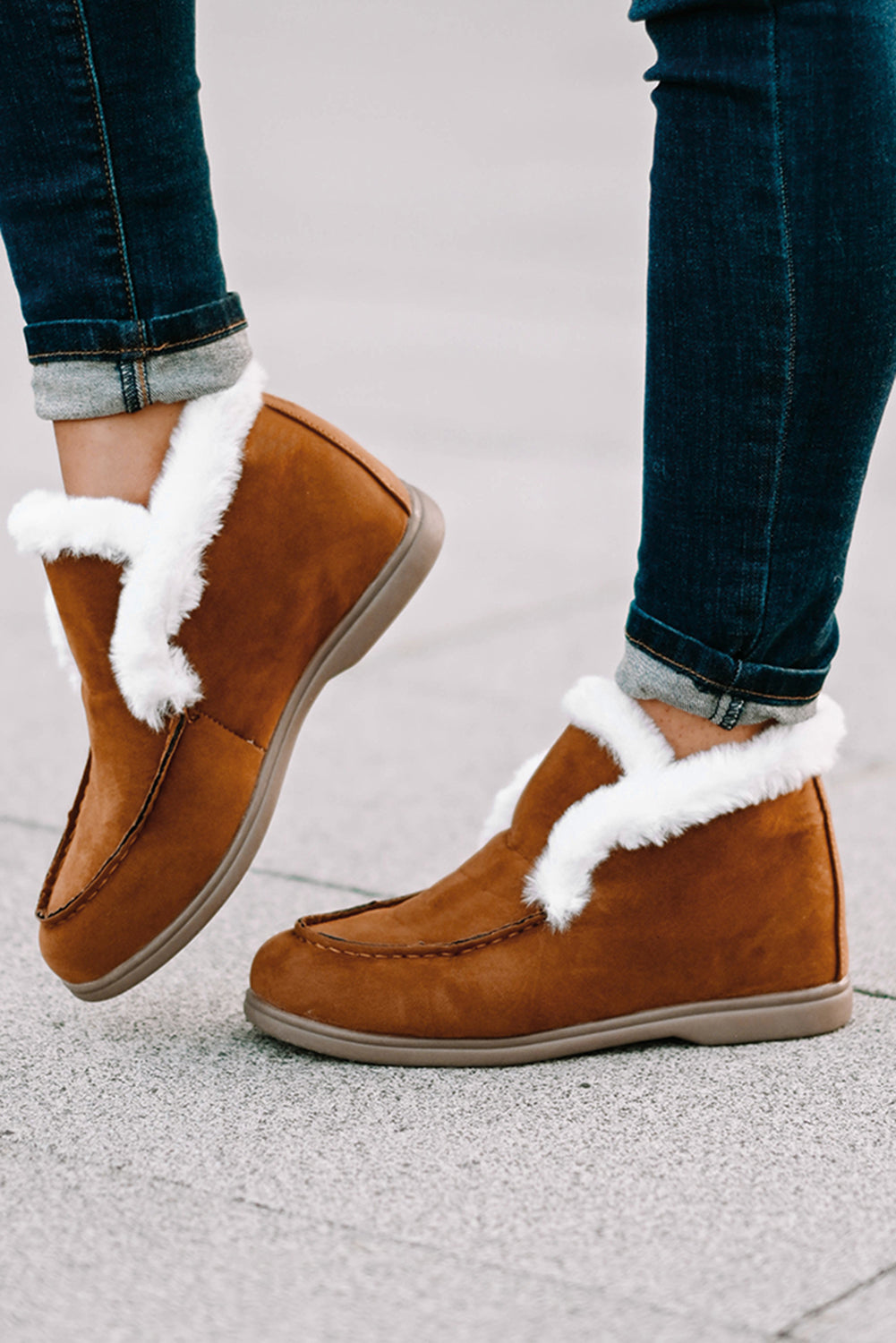Casual Plush Fur Suede Ankle Boots