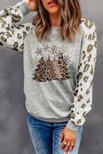 Load image into Gallery viewer, Grey Raglan Sleeve Cheetah Print Sleeve Long Sleeve Shirt
