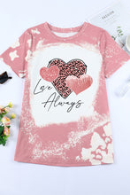 Load image into Gallery viewer, Love Always Heart Leopard Bleached Graphic T Shirt
