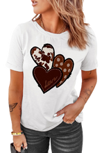 Load image into Gallery viewer, Leopard Heart Shaped Print Crew Neck Casual Graphic Tee
