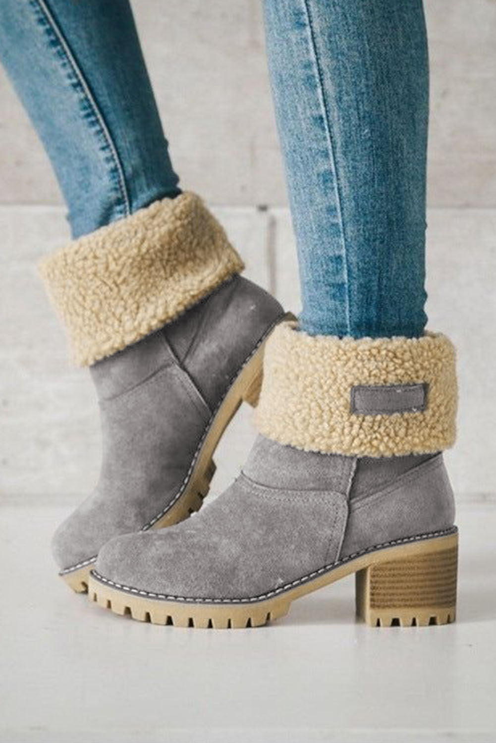 Grey Winter Fleece Lined Boots
