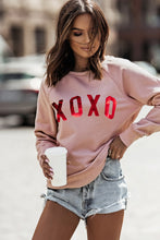 Load image into Gallery viewer, Xoxo Glitter Letter Print Graphic Sweatshirt

